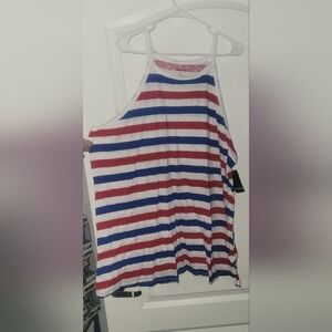 Torrid Asymmetrical Red and Blue Tank Top